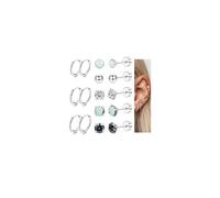 Diamday 8 Parole Titanio Acciaio Piercing Orecchini Set - 20G Cerchio Con Piccola Palla Opale CZ Flatback Trago Cartilagine Sleeper Huggie