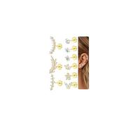 Diamday 9Pcs Piercing Orecchio Acciaio Chirurgico Orecchini Donna Anallergici Helix Trago Piercings Set Orecchini Cartilagine Argento Oro Piercing Helix Trago Conch Gioielli