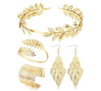 Diamday Accessori per Costumi da Dea Greca per Donna Foglia Fascia Bobina Bracciale Braccio Superiore Orecchini Pendenti per Matrimonio Toga Party