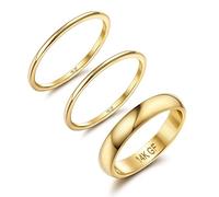 Diamday Anelli Impilati In Oro 14k Per Le Donne Anello Sottile Semplice In Oro Anelli Fascia Con Dichiarazione Di Pollice Mignolo Comfort Fit 1mm 2mm 4mm 6m