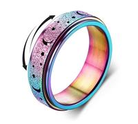 Diamday Anti Ansia Anelli Spinner Anelli per Stress Ansia Alleviare Fidget Band Anelli per Donne Uomini Acciaio Inossidabile Rotante Anello Ansia Anti Stress Anello Luna Stella Multicolore 20