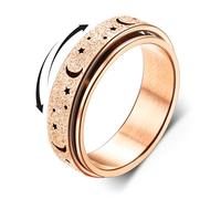 Diamday Anti Ansia Anelli Spinner Anelli per Stress Ansia Alleviare Fidget Band Anelli per Donne Uomini Acciaio Inossidabile Rotante Anello Ansia Anti Stress Anello Luna Stella Oro Rosa 20