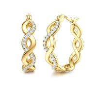 Diamday Orecchini Donna Argento 925 Orecchini Cerchio Argento Oro Cubic Zirconi Huggie Cerchio Piccolo Orecchini Anallergici Donna Ragazze Gioielli
