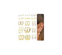Diamday Orecchini Donna Cerchio in Acciaio Chirurgico - Set Piercing Helix Cartilagine Oro/Argento Ipoallergenico per Multipli Piercings