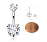 Diamday Piercing Ombelico 316L Acciaio Chirurgico Piercing Ombelico Anello 14G CZ Ombelico Barra Piercing Pancia Bar Lungo Ombelico Barbell Ventre Anello Piercing for Donna Uomo 8/10/12/14/16mm