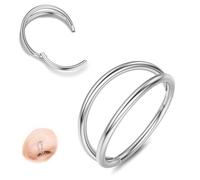 Diamday Tripla/Doppia Piercing Naso Anello - Acciaio Chirurgico 316L Clicker Septum Naso Piercing Cartilagine Elica Labbro Anelli Rook Daith Trago 18G 16G