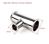 Diametro esterno del tubo 19/38/51/63/76mm x 1,5" x 2" 2,5" 3" 4" Tri Morsetto Riduttore Tee 3 Vie SS304 In Acciaio Sanitario Raccordo Birra Fatta in Casa Vino(102 to 51mm)