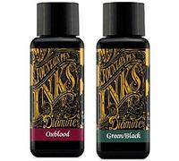 Diamine Inchiostro per penna stilografica, 30 ml, colore rosso e verde nero, confezione da 2