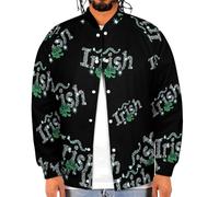 Diamon Irish Clover Novità Giacche Baseball Uomo Felpa Button Down Top Cappotti a Maniche Lunghe, Stile:, 5XL