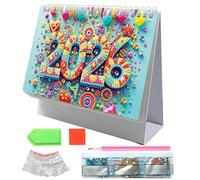 Diamond Art Calendar 2026 | Calendario per scrivania in piedi Diamond fai | Calendari scrivania di pittura arte 3D diamanti | Creative Funny 2026 Diamonds Painting Desk Calendars Ornment forginner