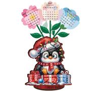 Diamond Art Desk Calendar 2026-2027 DIY, Diamonds Painting Calendar Wooden Desk Calendars, 5d Diamond Art Painting Craft Kit Desktop Planner for Home Office