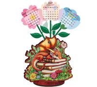 Diamond Art Desk Calendar 2026-2027 DIY, Diamonds Painting Calendar Wooden Desk Calendars, 5d Diamond Art Painting Craft Kit Desktop Planner for Home Office