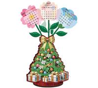 Diamond Art Desk Calendar 2026-2027 DIY, Diamonds Painting Calendar Wooden Desk Calendars, 5d Diamond Art Painting Craft Kit Desktop Planner for Home Office