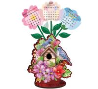 Diamond Art Desk Calendar 2026-2027 DIY, Diamonds Painting Calendar Wooden Desk Calendars, 5d Diamond Art Painting Craft Kit Desktop Planner for Home Office