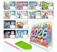 Diamond Art Desk Calendar 2026 DIY, 5D DIY Diamond Painting Calendar Kit Partial Drill Diamonds Art Paper Desk Calendars Shiny Rhinestones Decor Calendars for Wedding Birthday Holiday