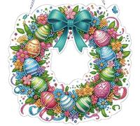 Diamond Art Hanging Kits for Adults with Chain, Easter Theme DIY Rhinestone Diamond Window Pendants Double Sided Print Single Side Drill Crystal Painting Ornament Hanging Home Wall Decor