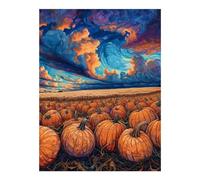 Diamond Art Kit per adulti - Cieli vibranti raccolta zucca 5D senza cornice kit per adulti principianti, kit di diamanti rotondi per decorazione da parete di casa