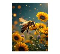 Diamond Art Kit per adulti - Kit per pittura a mosaico fai da te con api, girasole, giardino, senza cornice, per adulti principianti, 30,5 x 40,6 cm, kit per la decorazione delle pareti della casa