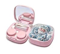 Diamond Art Painting Custodia portatile per lenti a contatto con specchio con scatola di immagazzinaggio Pinzette Indossare Stick Contatti oculari portatile Mini Case Container Set con L e R Caps per