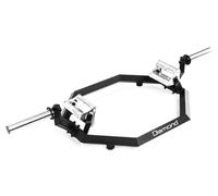 Diamond BOED-P【Bilanciere Olimpico Esagonale con 3 Impugnature Zigrinate Ø25-38-50mm】Shrug Bar Pro 300 Kg per Stacco da Terra & Scrollate, Manicotti Ø50mm Acciaio Inox, Piedini in Gomma, Peso 23Kg