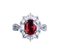 Diamond Diamond che taglia Halo Ruby Wedding 925 Anelli d'argento per donne Zirconia cubica Anello principessa a due colori per il suo anello di promessa di diamanti ANELO REGOLABILE Open