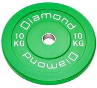 Diamond [Disco Bumper Sfida Pro Foro 50 Mm Per Bilanciere Olimpico] Piastra In Gomma Bumper Plate - Dischi Sollevamento Pesi Crosstraining Home Gym (10 kg (Verde))