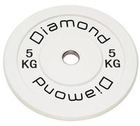 Diamond [Disco Bumper Sfida Pro Foro 50 Mm Per Bilanciere Olimpico] Piastra In Gomma Bumper Plate - Dischi Sollevamento Pesi Crosstraining Home Gym (5 kg (Bianco))