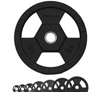 Diamond【Disco Olimpico Gommato Tri-Grip Pro Da1,25 a 25Kg】Pesi Ghisa Rivestiti Gomma per Bilancieri Professionali Foro 50mm, Impugnature Ergonomiche Multipresa Bodybuilding Palestra Home Gym (15 Kg)