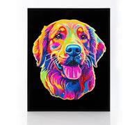 DIAMOND DOTZ 2594367 - Kit per pittura con diamanti 5D, colori neon Golden Retriever, con colori al neon e velluto, fai da te per adulti e bambini dai 12 anni in su, intermediate