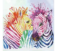 DIAMOND DOTZ DD8.005 Pittura, Kit per Principianti, Tela Poliestere, Zebra Arcobaleno, 40 x 40 cm