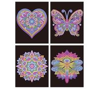 DIAMOND DOTZ DOTZIES 2594438 - Kit per pittura con diamanti 5D e mandala, 4 immagini colorate con diamante, per bambini dai 6 anni in su, per principianti