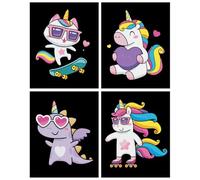 DIAMOND DOTZ DOTZIES 2594439 - Kit per pittura a diamante 5D con unicorni neon, 4 immagini colorate con brillantini, kit per dotting per bambini dai 6 anni in su, principianti
