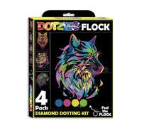DIAMOND DOTZ DOTZIES 2594443 - Kit per pittura con diamanti 5D e gatti predatori, 4 immagini con diamanti colorati con flocca, kit per bambini dai 6 anni in su, principianti