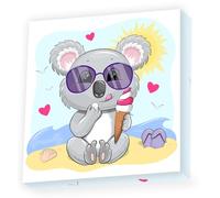 DIAMOND DOTZ Original 5D Dotz Box Koala Cream Creative 1.739 Diamond Mosaic Tiles, Quadro di circa 22 x 22 cm, set completo fai da te per bambini dagli 8 anni in su, grigio/giallo, cartone plastica,