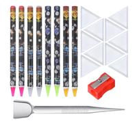 Diamond Drill Pen Set di 8 penne Diamond Drill Pen, 10 vassoi di strass, autoadesive per applicatori di diamanti, penna per unghie Dotting, strumenti per manicure fai da te con pinzette e