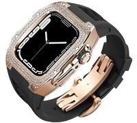 Diamond Face Watch Cover Titanium Lega Case Rubber Band , per la serie 8/7/6/5/4/SE, Men Women Sostituzione Case e cinghia, per iWatch 45/44 mm Kit mod in acciaio inossidabile, 44mm, A