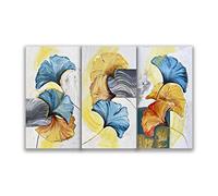 DIAMOND HOME Quadro Acrilico moderno soggiorno 3 pezzi 150x100 cm | Canvas grandi dimensioni con telaio in abete | Capezzale moderno camera da letto SET FLOWERS RAINBOW