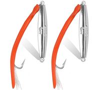 Diamond Jig - Esca da pesca in acqua salata, 2/3 cucchiai da casting con tubo diviso, coda a strisce, in metallo, piatto, per pesca surf, pesca con fondo, rimbalzare, affondare, casting, jigging