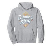 Diamond King Baseball Uomini Campione Sport Royalty Felpa con Cappuccio, Unisex per Adulti, Grigio Melange, XXL