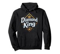 Diamond King Baseball Uomini Campione Sport Royalty Felpa con Cappuccio, Unisex per Adulti, Nero, XXL