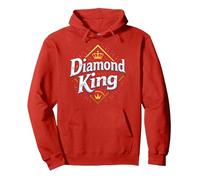 Diamond King Baseball Uomini Campione Sport Royalty Felpa con Cappuccio, Unisex per Adulti, Rosso, M