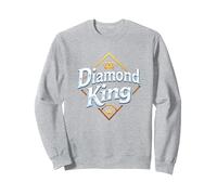 Diamond King Baseball Uomini Campione Sport Royalty Felpa, Unisex per Adulti, Grigio Melange, L