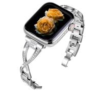 Diamond Metal Band Compatible with Apple Watch Ultra3/2/1 SE3/2/1 Series11/10/9/8/7/6/5/4/3/2/1 Braccialetto Bling Elegante Fantasia per Donna 38/40/41/42/44/45/46/49mm - Argento