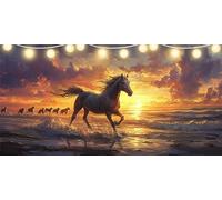 Diamond Painting Adulti 50x100cm Cavallo Diamond Painting Tramonto Kit Pittura Diamante, 5D Crystal Strass Art Kit, Quadri con Perline Ricamo A Punto Croce Paintings per Decorazione da Parete FD-3994