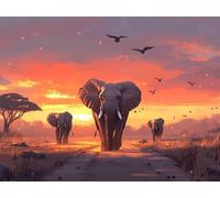 Diamond Painting Adulti, Africa Diamond Painting Kit Completo, 5D Elefante Pittura Diamante, Fai Da Te Diamant Crystal Art Kits, Ricamo a Punto Croce Artigianale, Decorazioni da Casa 30x40 cm W-9342