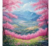 Diamond Painting Adulti Albero, 5D Diamond Painting Kit Completo Paesaggio, Rotondo Pittura a Diamante, DIY Quadri con Perline Kits, Diamantini Crystal Art, Decorazione da Parete, 60x60cm M-6212