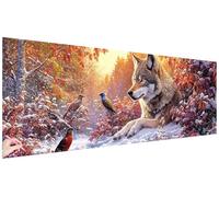 Diamond Painting Adulti Animali Kit Diamond Painting Grandi Dimensioni 120x40cm Fai Da Te Pittura Diamante Wolf Strass Ricamo Punto Croce Kit Passatempo per Adulti Regalo Donna Decorazioni Casa V-74