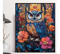 Diamond Painting Adulti, Diamond Painting Gufo Pittura Diamante Fiori Pittura a Diamante 5D DIY Strass Ricamo a Punto Croce Passatempo per Adulti Kit, Decorazioni Parete, Regalo 16x20 inch -hjw250869