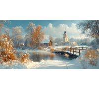 Diamond Painting Adulti inverno Pittura Diamante Grandi Dimensioni ponte Diamond Art Kit 5D Diamantini Crystal Art Kit Pittura Diamante Adulti, Regalo Donna, Decorazione da Parete, 30x60cm s-33