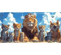 Diamond Painting Adulti Leone Diamond Painting Gatto Pittura A Diamante Quadri con Perline, DIY Diamantini Crystal Art Artigianale Kit Pittura con Diamanti per Decorazione da Parete 60x120cm G6-432